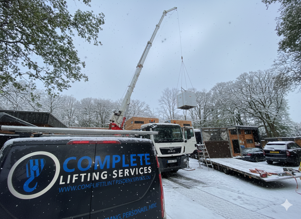 crane hire working in snowy conditions